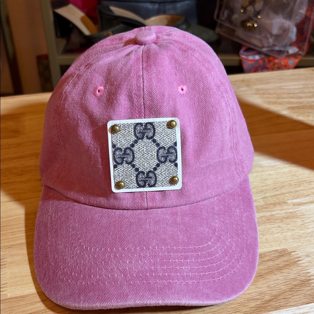 Pink Upcycled Gucci Logo Cap